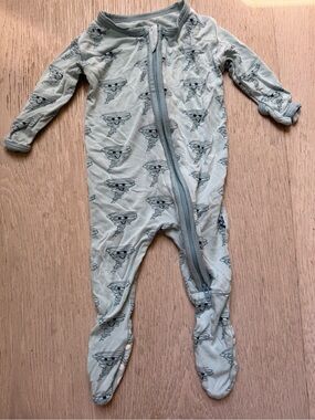 KicKee Light Sage Green Baby One-Piece Zip Footed Pajamas